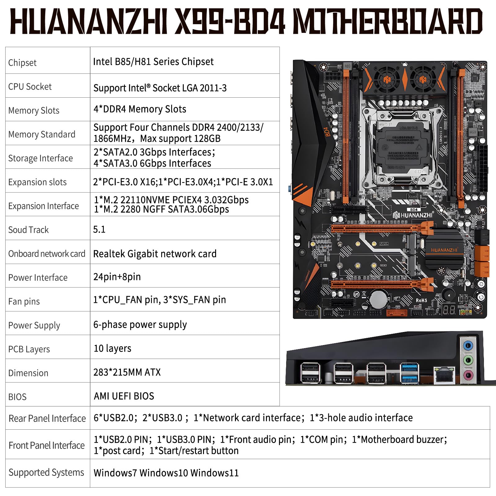 ノノノページ HUANANZHI Conectividade otimizada da placa-mãe LGA 2011-3 X99-BD4